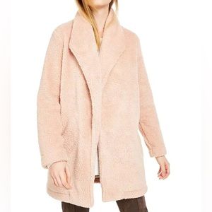 Oversized Sherpa Trench Jacket in pink